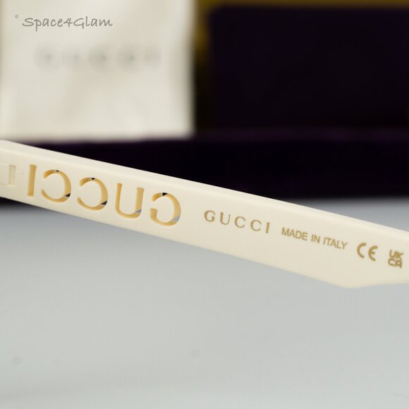 BRAND NEW Gucci GG1570S 003 Matte White Brown Unisex Pilot Sunglasses GG 1570S - Picture 6 of 7